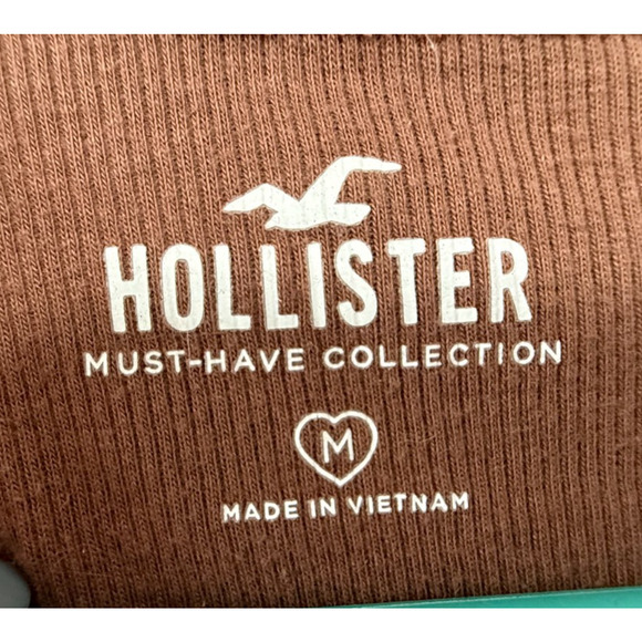 Hollister Brown Floral Lettuce-Hem Cropped Top Women’s Medium Baby Tee - Picture 3 of 7